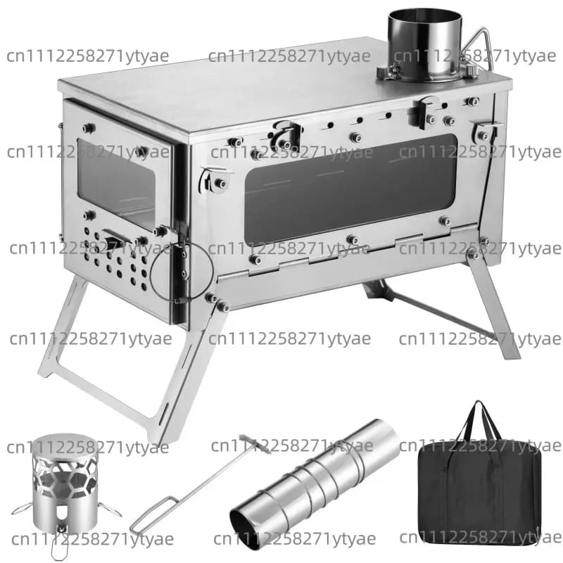 Stainless Steel Folding Chimeneas Camping Firewood Stove Portable Brazier Heater with Chimney Outdoor Ultralight Burner