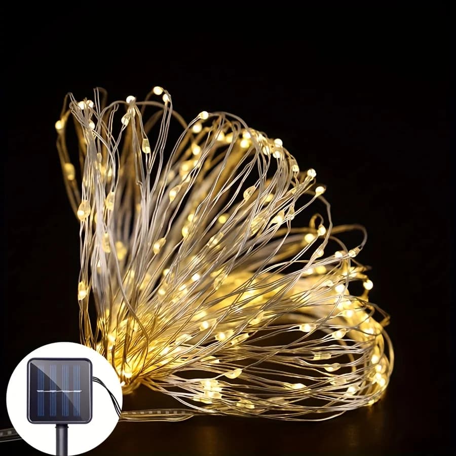 Filo di rame Stringa di luce solare per esterni Lampada solare per ghirlanda di Natale a LED 8 modalità per la decorazione estiva del giardino domestico della festa nuziale