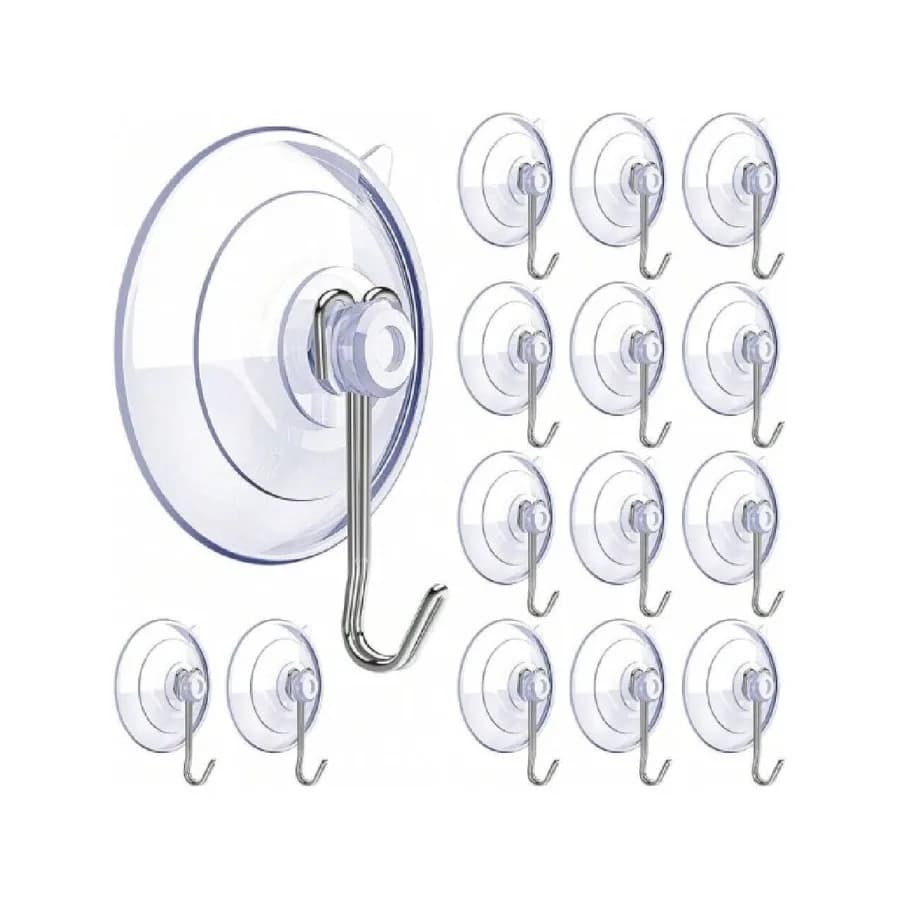 Ganci a ventosa, 15 pezzi, ventose trasparenti per finestre in vetro, doccia, bagno, cucina, ventose in PVC riutilizzabili