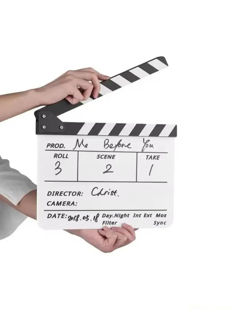 M5TD Acrylic Clapperboard 12x10in Small Size for TV Film Movie Director Cut Action Scene Dryed Erase Clapper Board