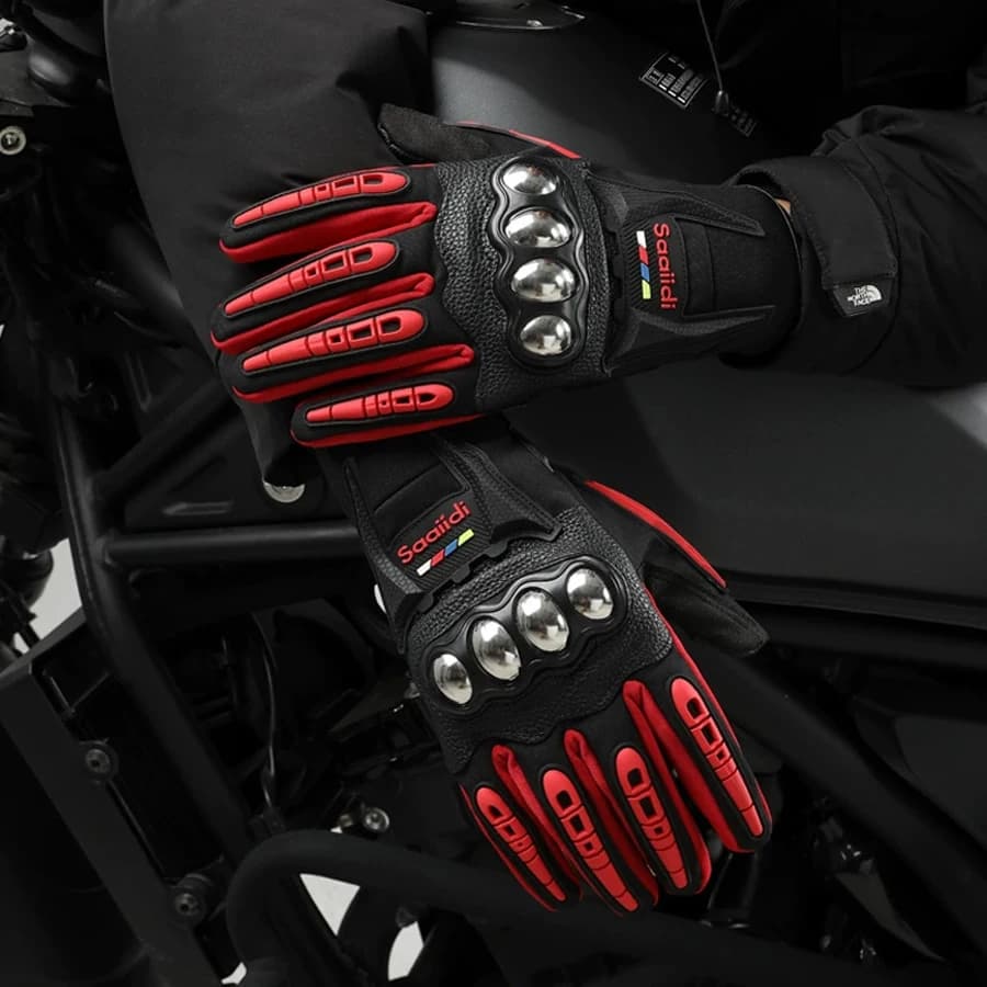 Guanti da moto primaverili e autunnali per uomo e donna, compatibili con touchscreen, antiscivolo, antigoccia, traspiranti, antivento e w