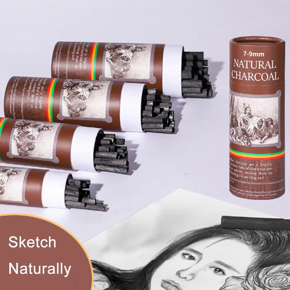 Makeasy Willow Charcoal Sticks, Natural Willow Charcoal for Artists Students of All Skill Levels Great for Sketching Drawing