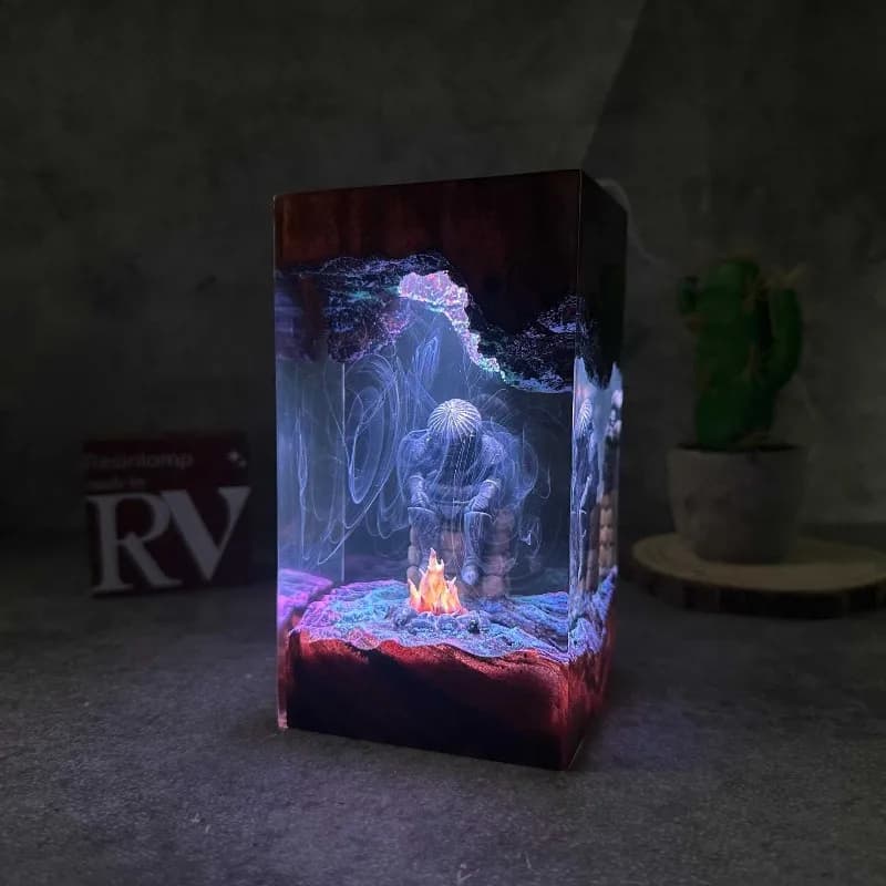 Lampade da terra in resina plastica Dark Souls Modello 3D Cipolla Cavaliere Luce notturna Personaggio di Katarina Gioco Regalo Luci da tavolo a LED Apparecchio