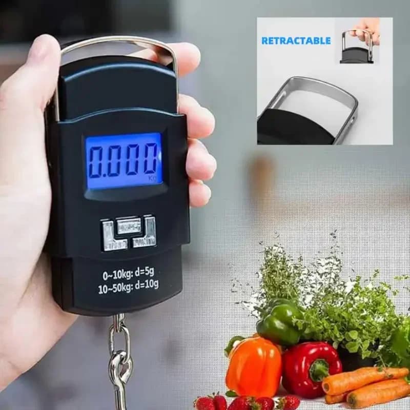 Bilancia Digitale per Bagagli 50kg/110lb, Bilancia Portatile Elettronica con Gancio per Valigie e Bagagli da Viaggio