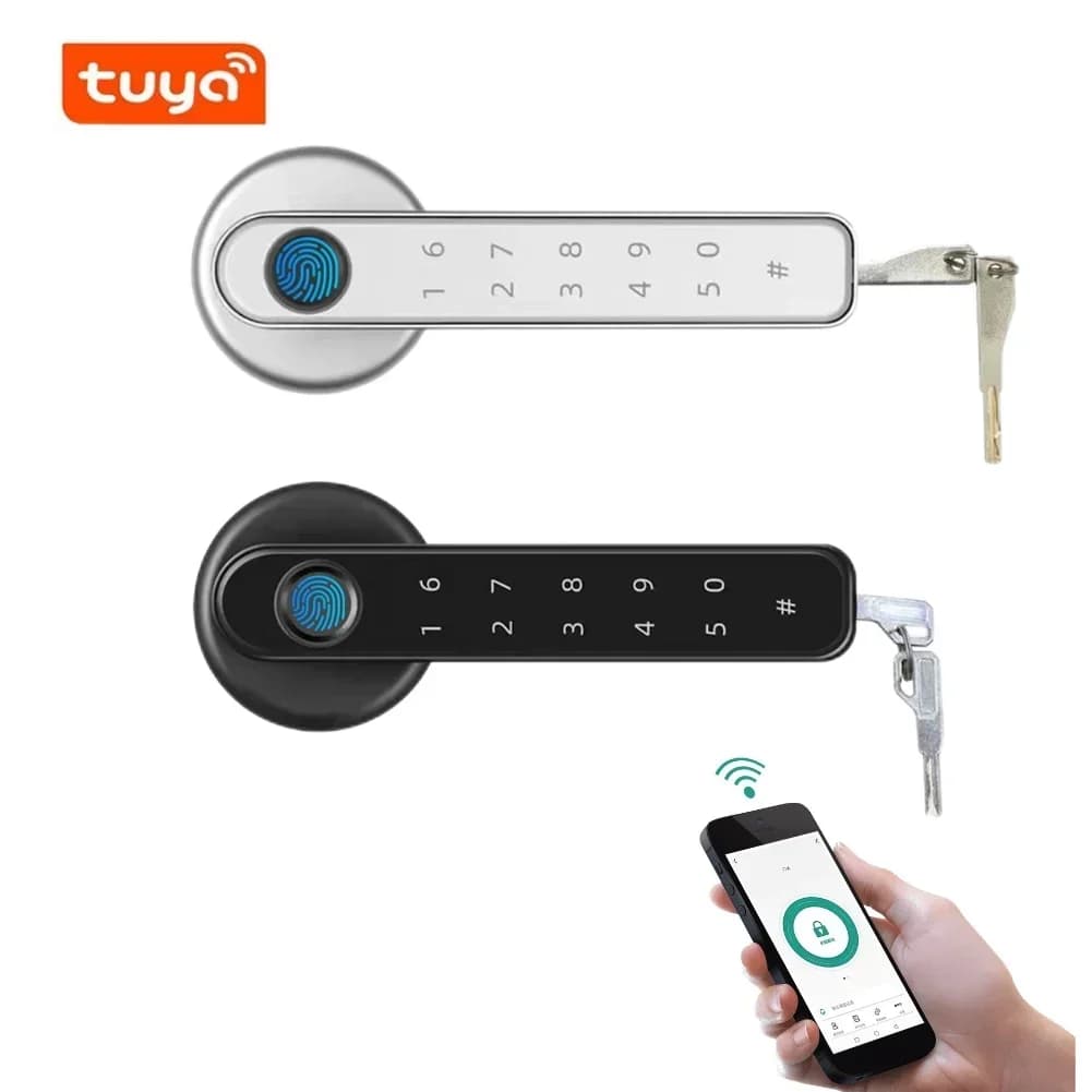 Tuya Smart Fingerprint Lock Livello finanziario Blocco elettronico per interni Password/Chiave/APP Tuya/Sblocco Bluetooth Bagno Camera da letto