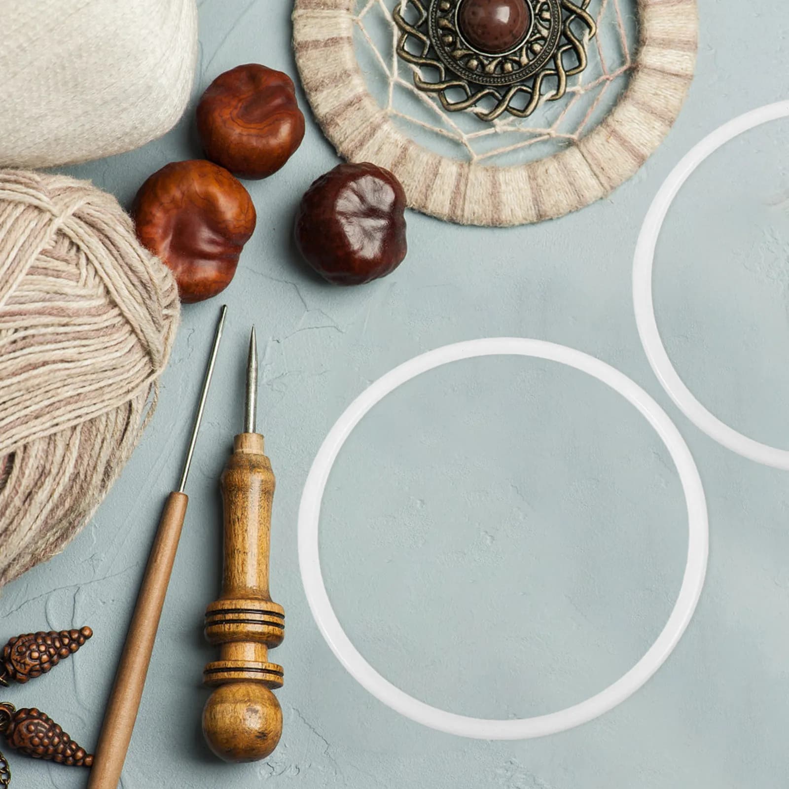 20Pcs White Dreamcatcher Round Rings Plastic Circles 13Cm for Craft DIY Dreamcatcher Macrame Circle Hoop Material