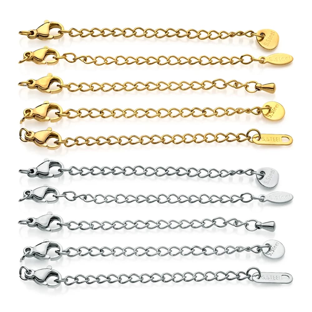 10 pezzi di estensione in acciaio inossidabile catene di coda estese chiusure a moschettone connettori gioielli fai da te risultati collane di braccialetti