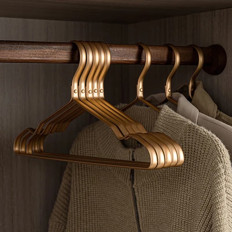 5 grucce in oro opaco per vestiti, pantaloni, portaoggetti, appesi, durevoli, appendiabiti, guardaroba, organizer per riporre l'armadio, scaffali salvaspazio