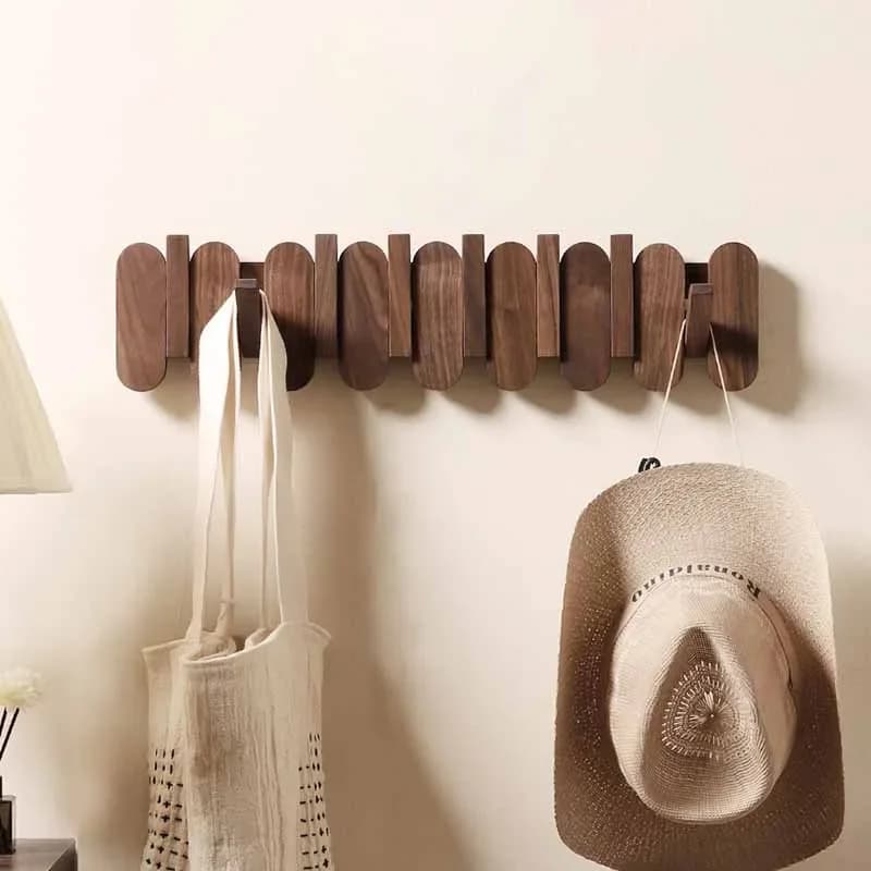 Appendiabiti da parete di lusso Appendiabiti in legno di noce Ganci appendiabiti Zaino Cappotto Pantaloni Mobili interni Camera da letto Stoccaggio abbigliamento