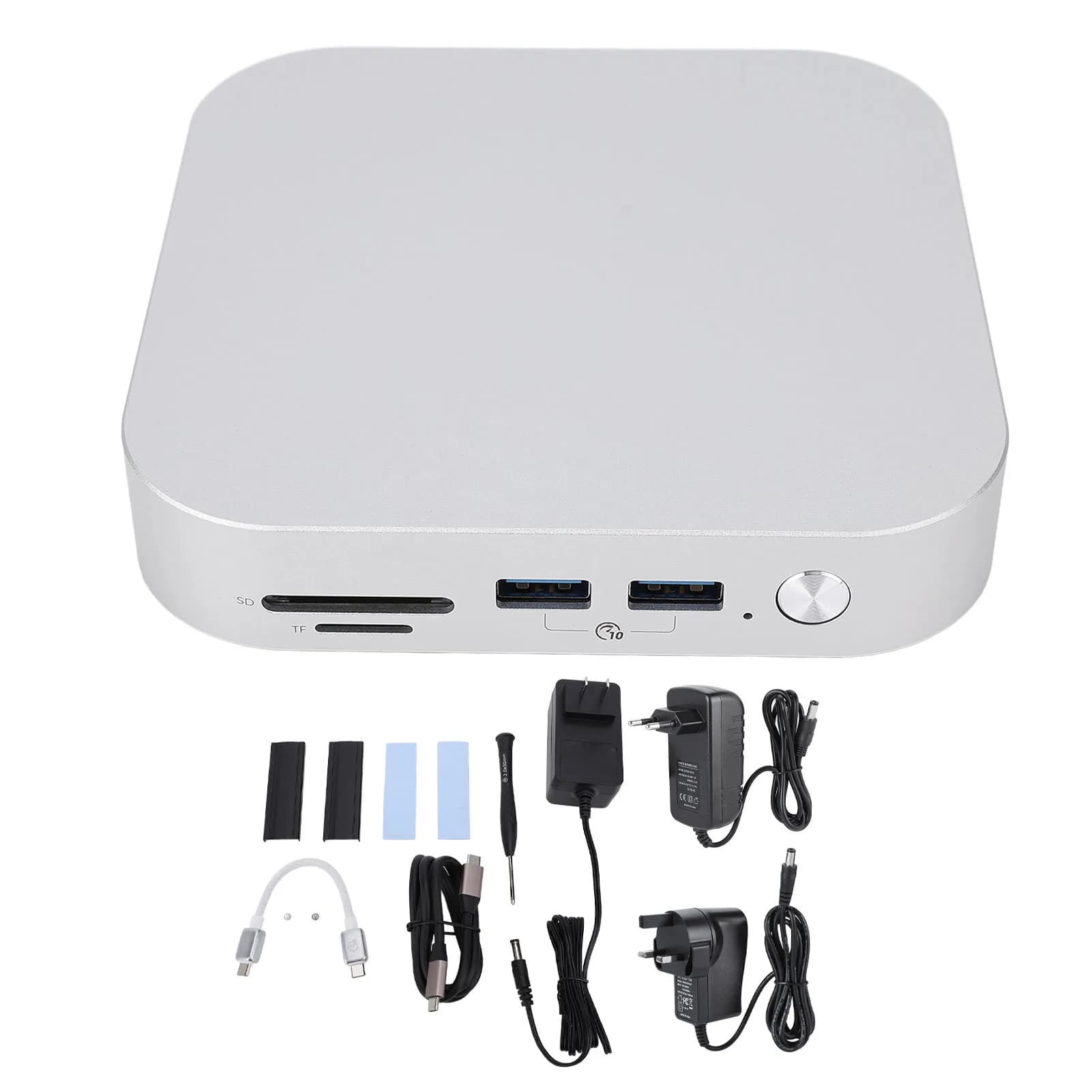 Supporto e Hub in Lega di Alluminio per Mac Mini M4 Dock M4 Pro 2024 con USB 10Gbps, Ax3 M.2SSDx2, Memoria di Archiviazione, Scheda di Memoria, Larghezza di Banda 40Gbps