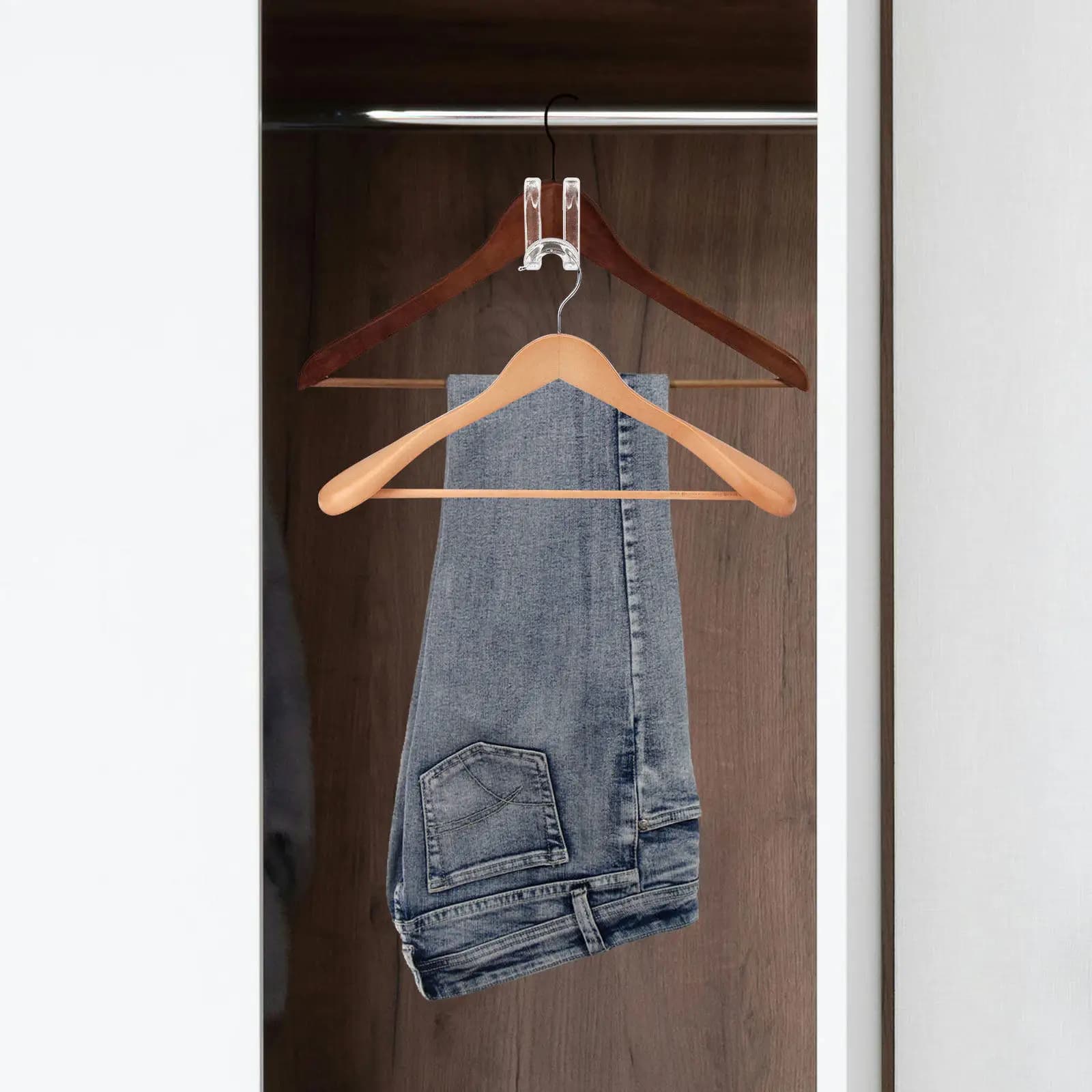 30Pcs Clothes Hanger Connector Hooks Transparent Plastic Space Saver Closet Organizer Stacking Hooks Wardrobe Storage Extender