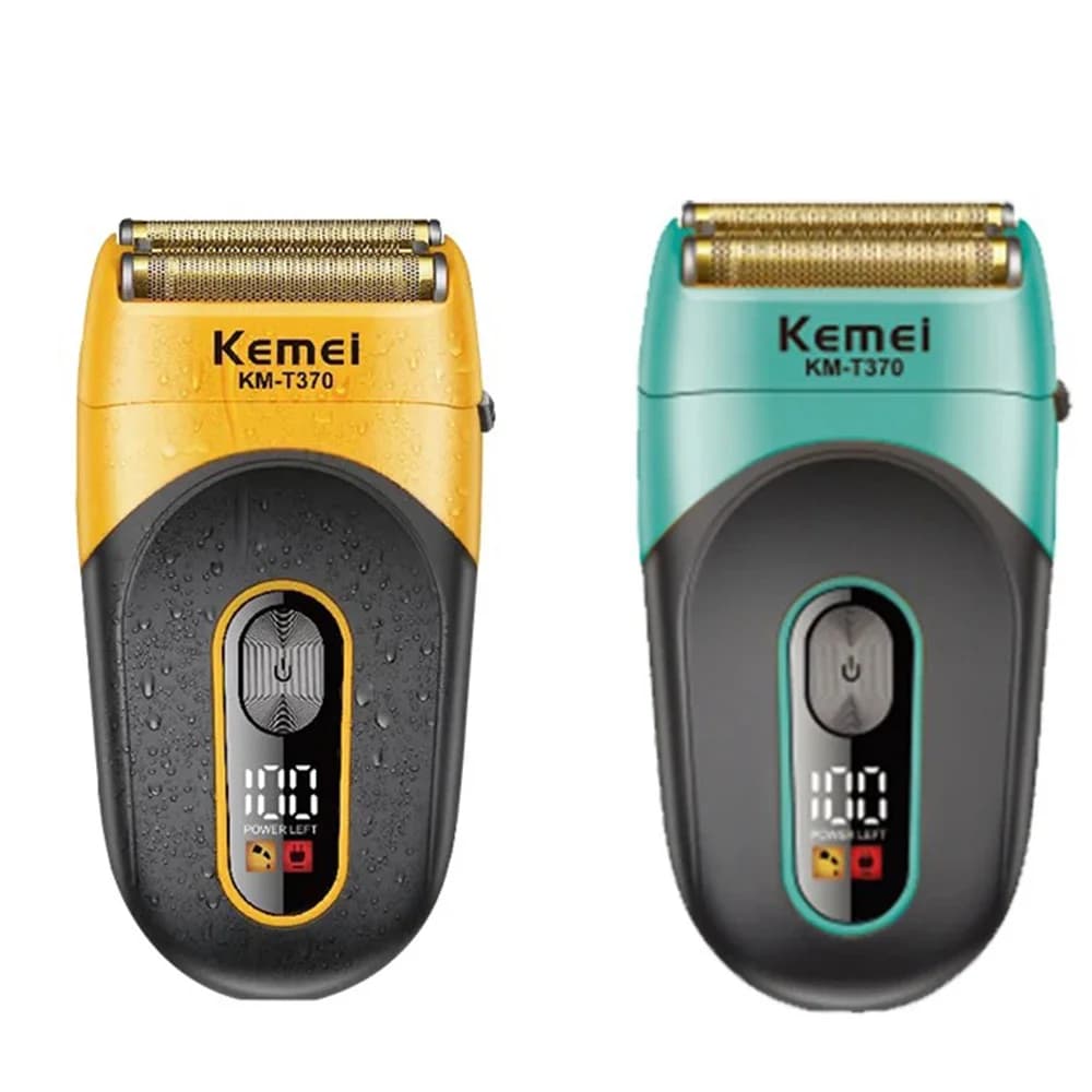 Rasoio Elettrico Ricaricabile Kemei T370, Trimmer per Barba Professionale, Impermeabile, con 3 Lame, USB