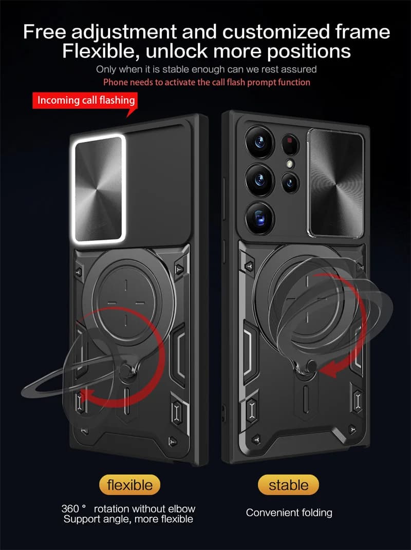 CHAOYIDIAN For Samsung Galaxy S25 S24 S23 S22 S21 Ultra Plus Edge S20 FE Note 20 Ultra Case Camera Protection Ring Holder P