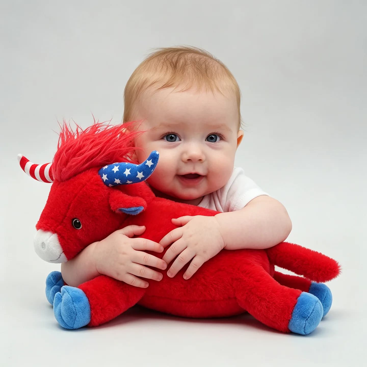 TreasuringU Nuovo Peluche Mucca Highland, Simpatico Pupazzo Mucca Highland Blu e Rosso, Morbido Animale da Abbracciare, Regalo di Compleanno