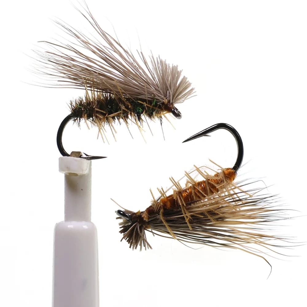 8 pezzi # 14 Mosche Artificiali a Secco in Pelo di Alce con Amo Barbed per la Pesca a Mosca di Trota e Persico