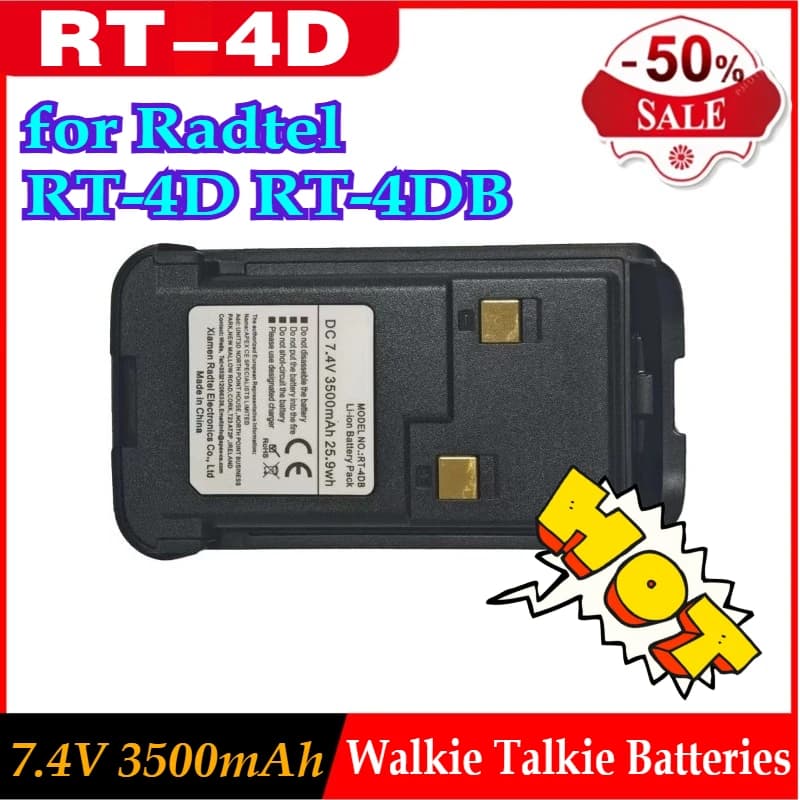 RT-4D 7.4V 3500mAh Li-ion Battery Pack for Radtel RT-4D RT-4DB DMR Two Way Radio Walkie Talkie Replacement Battery