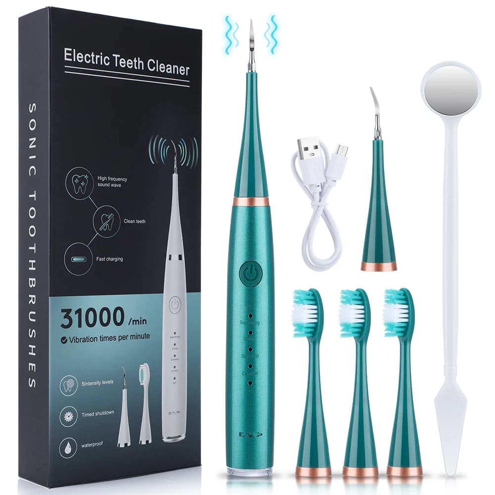 6 in 1 Ultrasonic Dental Cleaner Scaler Dental Tartar Removal Electric Toothbrush Sonic teeth Detergent for plate Detergent for teeth