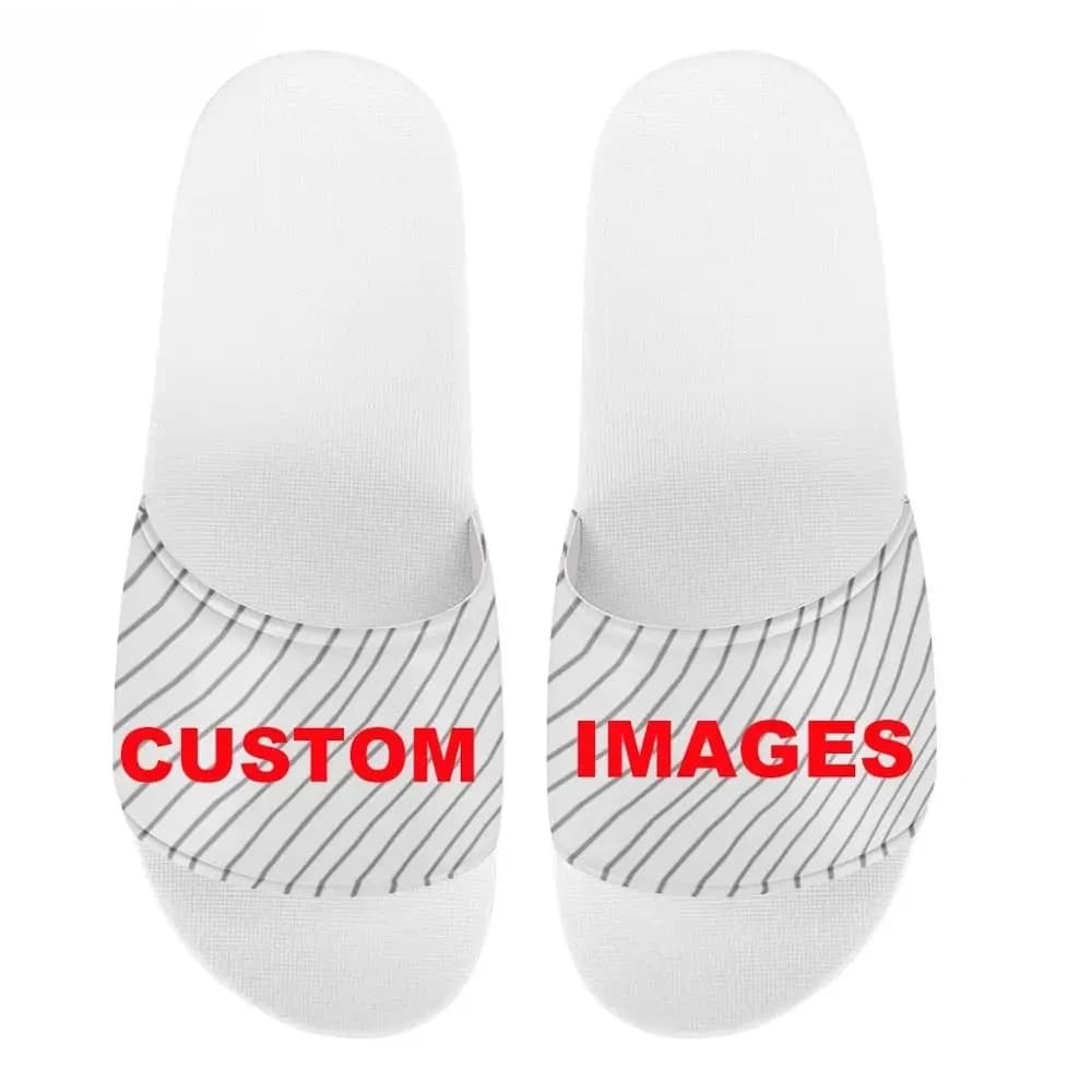 Noisydesigns Ciabatte Bianche Personalizzabili con Logo, Immagine, Testo, Foto o Motivo per Donne, Infradito Casual Estive per Casa, Dropshipping