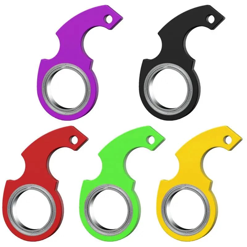 Kid Fingertip Spinning Portachiavi Spinner Giocattolo antistress Metallo Fidget Toys Portachiavi da dito Allevia la noia Regalo per feste Giradischi Portachiavi
