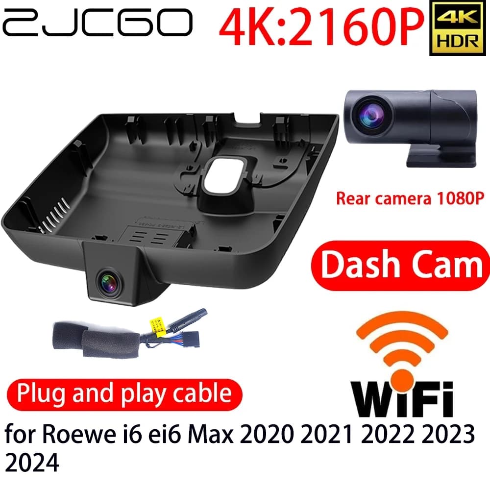 ZJCGO 4K Car DVR Dash Cam Wifi Front and rear Camera Monitor 24 Hours for Roewe i6 ei6 Max 2020 2021 2022 2023 2024
