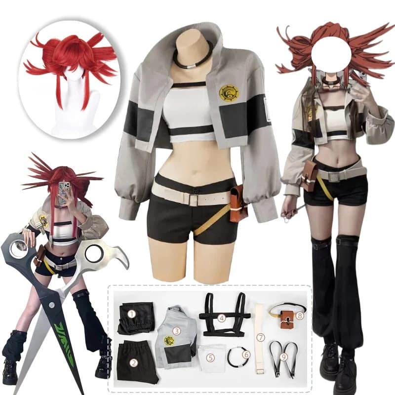 Costume Cosplay Anime Riyou, Set Completo con Giacca, Pantaloncini, Borsa e Parrucca, Outfit per Giochi di Ruolo per Donne e Uomini, Festa a Tema Halloween