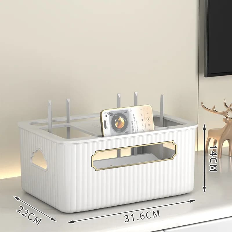 Scatola di immagazzinaggio per router WiFi wireless Scaffale di stoccaggio per soggiorno Copertura per router modem a 1/2 strati Multipresa e gestione dei cavi