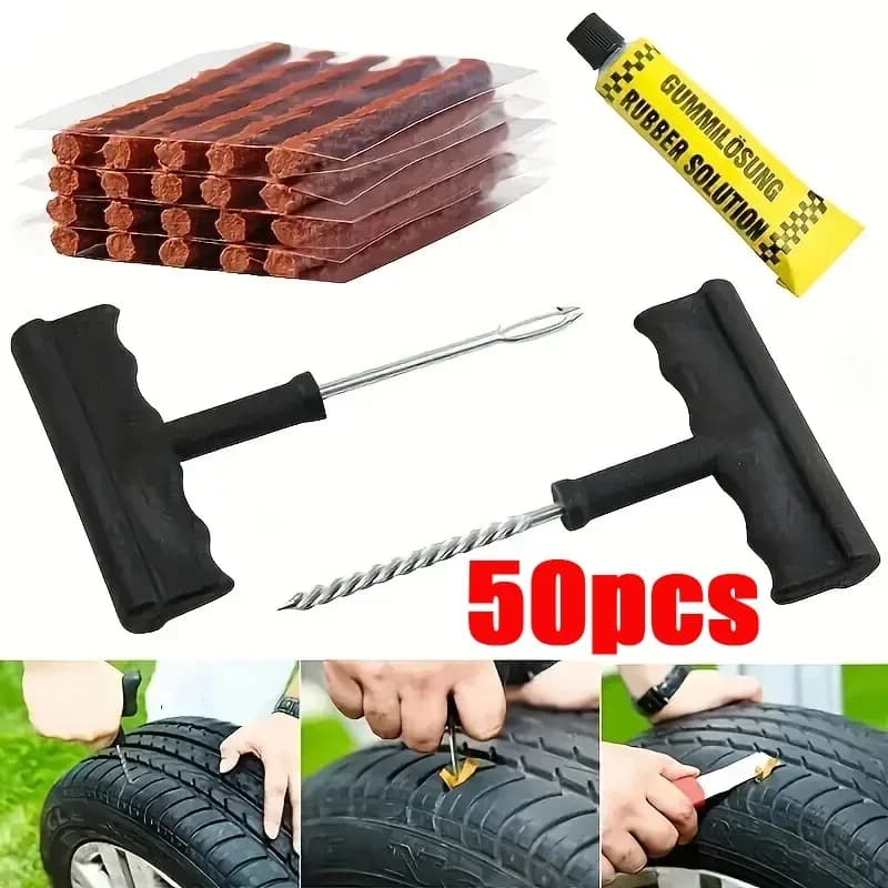 Auto Moto Riparazione A Freddo 50/5pcs Vuoto Riparazione Pneumatici Striscia Kit di Riparazione Pneumatici Tappi di Gomma Corde Strumenti di Puntura Nuovo amagi