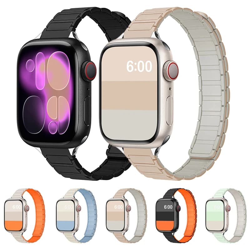 Cinturino magnetico sottile in silicone da donna per Apple Watch S11 10 46/42mm 45mm 44 38mm 40mm 41mm 42mm iWatch SE 9 8 7 6 5 4 3 2 1