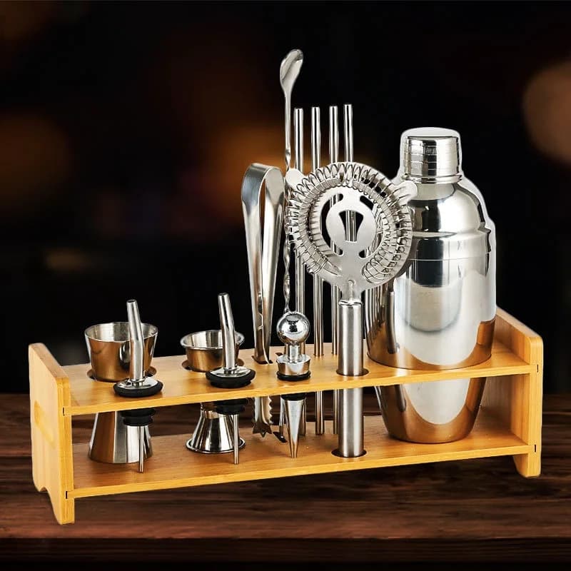 Full Set Eco-Friendly Stainless Steel Bartending Tools Home Bar Cocktail Mixing Cup with Base Liquor Baron Cocktail Shaker Set