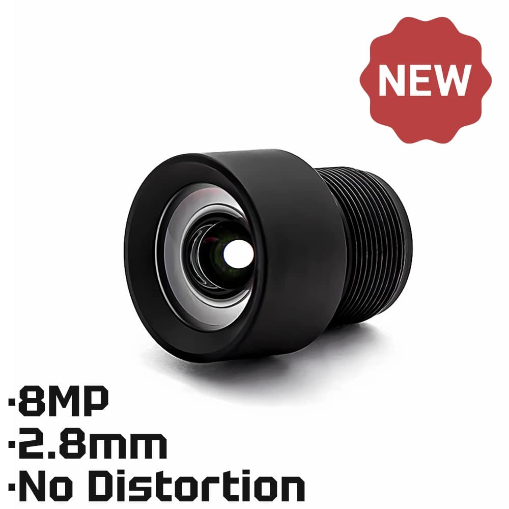 HD 8MP M8 Mount Lens 2.8mm No Distortion Aperture F2.5 Format 1/2.7" With 650nm Filter For Surveillance Security CCTV Cameras