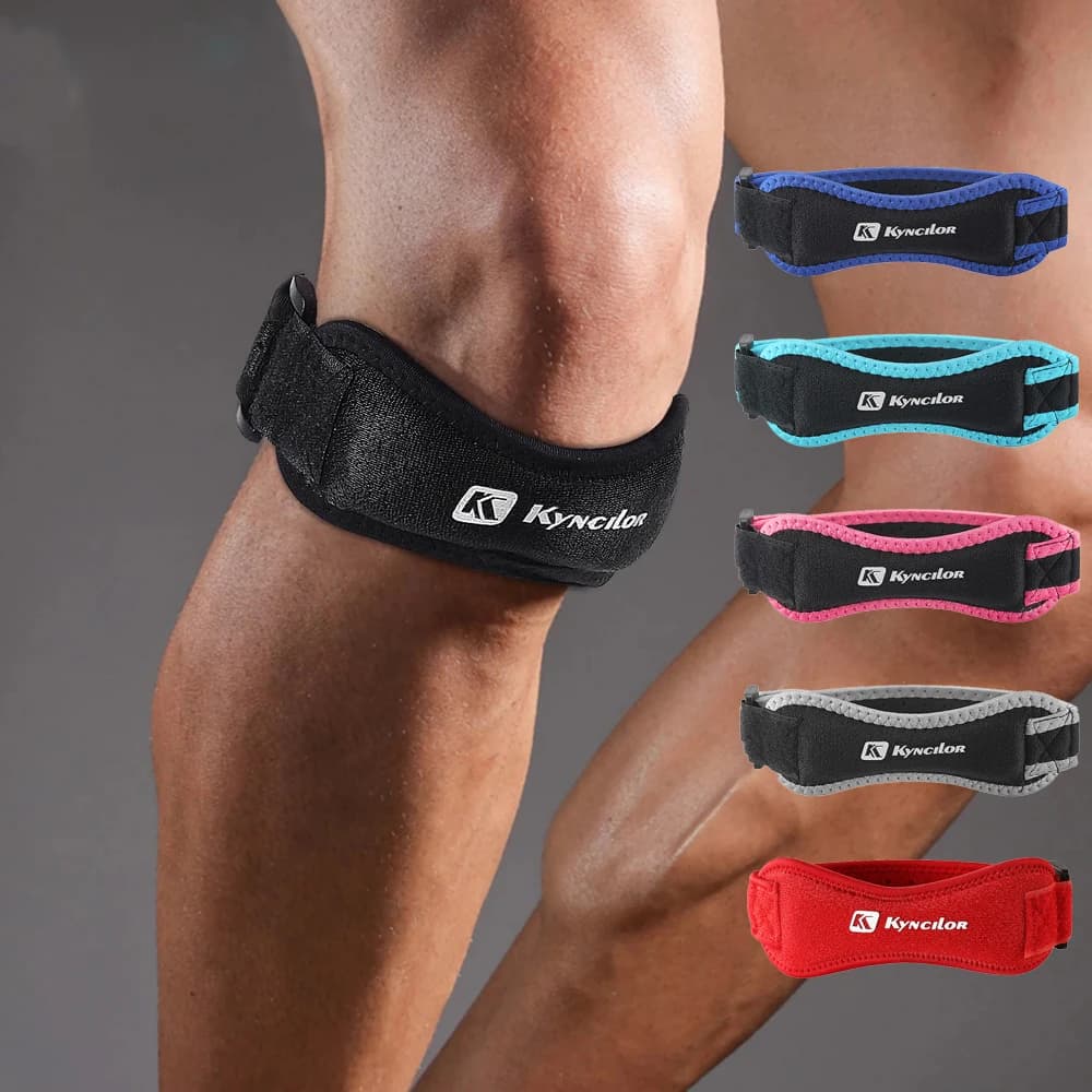 1 Pezzo Ginocchiera a Compressione con Cuscinetto, Fascia Rotulare Regolabile e Traspirante, Supporto Rotulare Ammortizzante per Sport