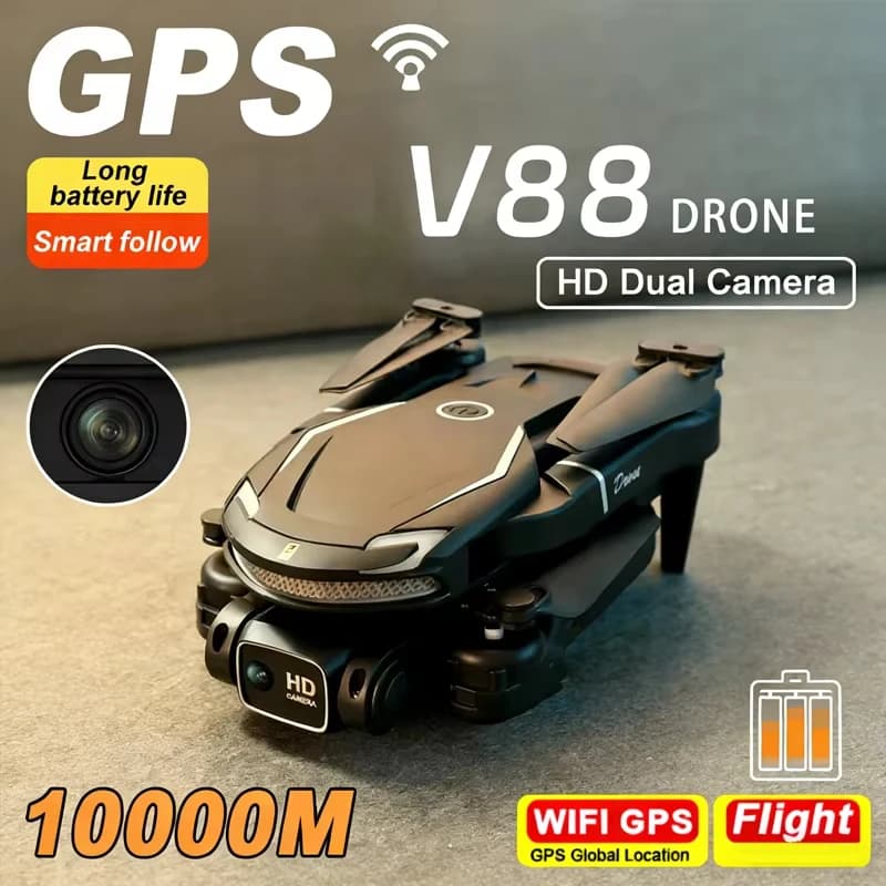 New Drone V88 2026 with Double Camera HD 8K Professional, GPS 5G, Avoidance Obstacles, Photography, Optical Flow, Foldable, UAV Toy, 1000M, Gift