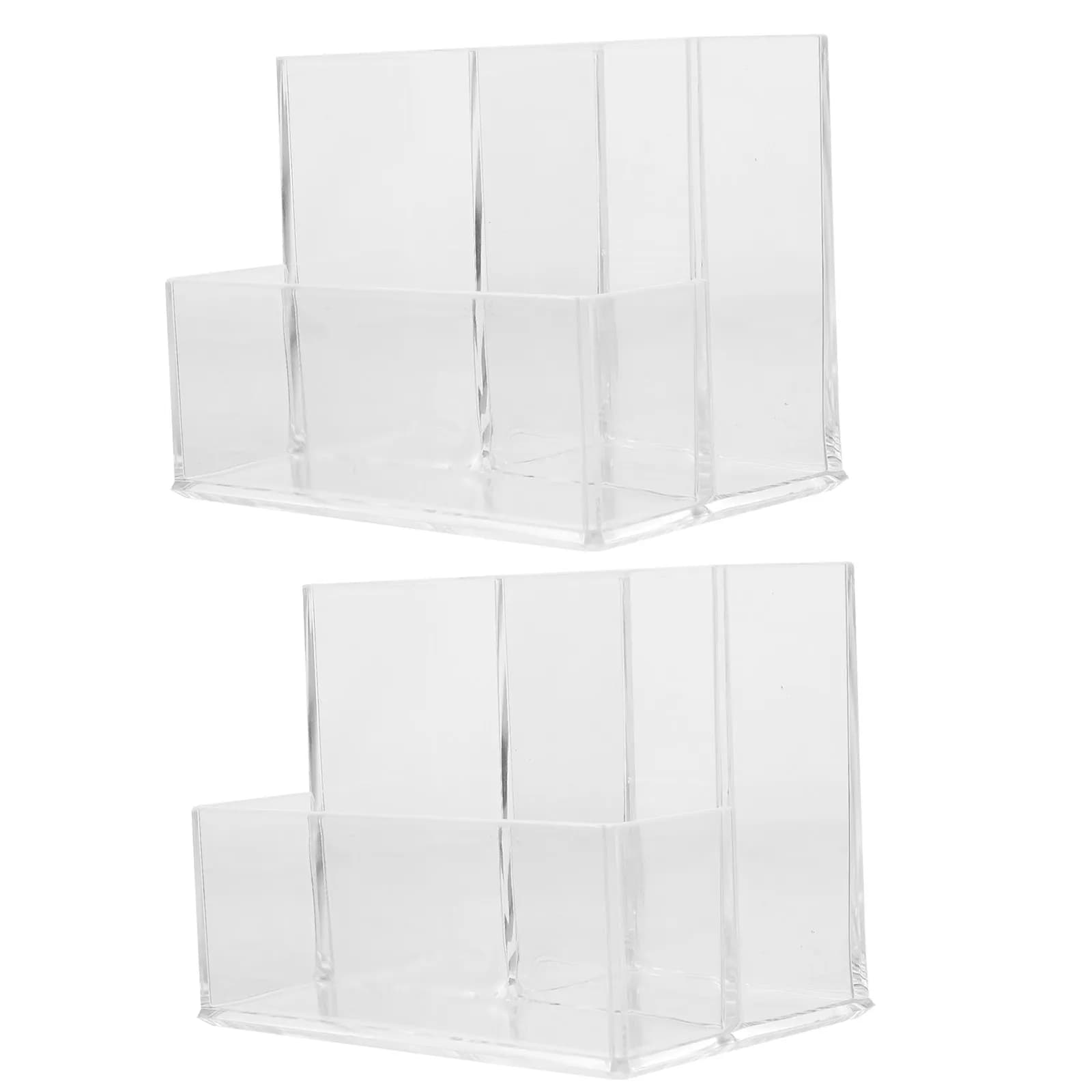 Portapenne in acrilico da 2 pezzi, organizer da scrivania trasparente con design a scomparti per penne, matite, forbici, gomme, per casa, ufficio, scrivania