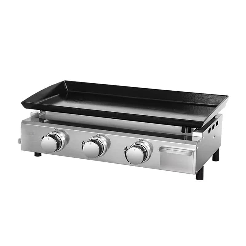 3 burner stainless steel gas baking pan non-stick plate flat top low pressure/natural gas electronic ignition adjustable baking
