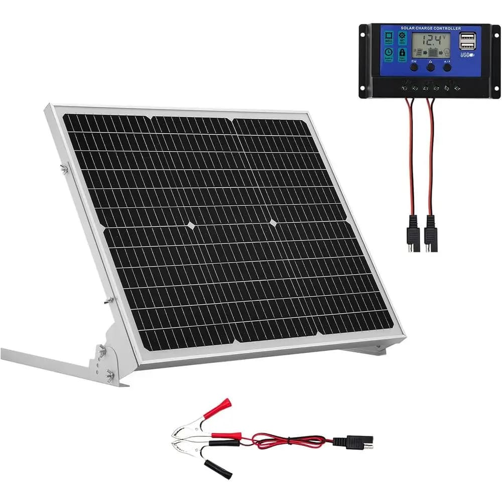 50W 12V Solar Battery Trickle Charger Maintainer, Mono Solar Panel Battery Charger with Upgraded MPPT Controller & Adjustable Mo
