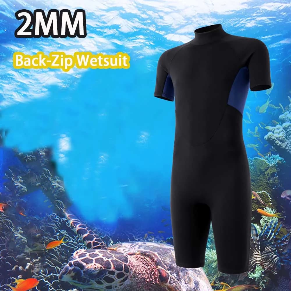 2 mm short sleeve neoprene mute, whole, with front and rear zip, for spring diving, surfing, swimming, snorkeling, kayaking