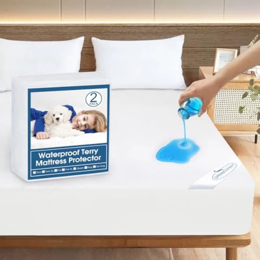 Coprimaterasso Impermeabile Elasticizzato fino a 8'' per Topper e Protezioni Materasso, Lavabile in Lavatrice