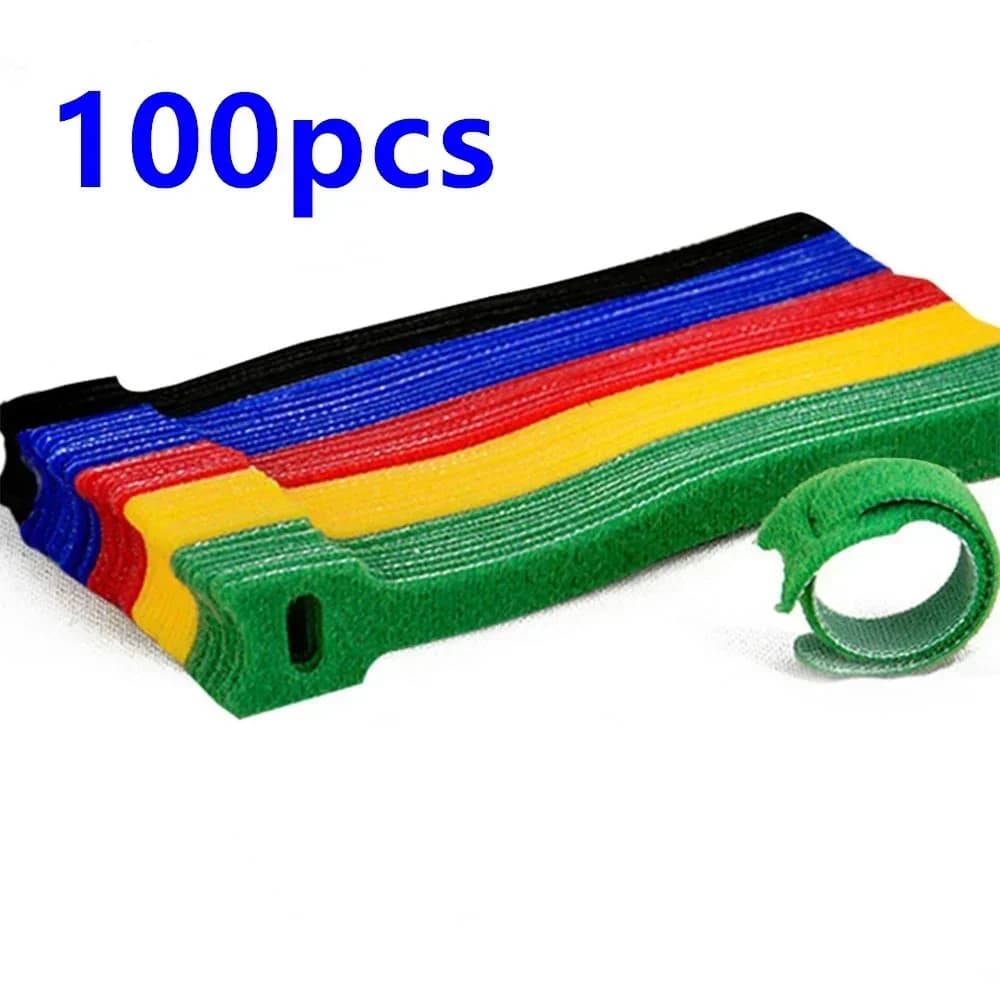 50/100 pezzi di nastro in velcro di colore casuale per la classificazione e la gestione dei cavi dati e computer, autoadesivo
