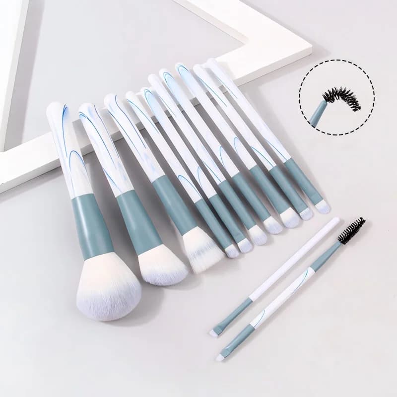Set di 12 Pennelli da Trucco, Pennello Grande e Morbido per Blush, Pennello per Fondotinta in Polvere, Pennello per Ombretto, Kit di Pennelli per Sfumatura