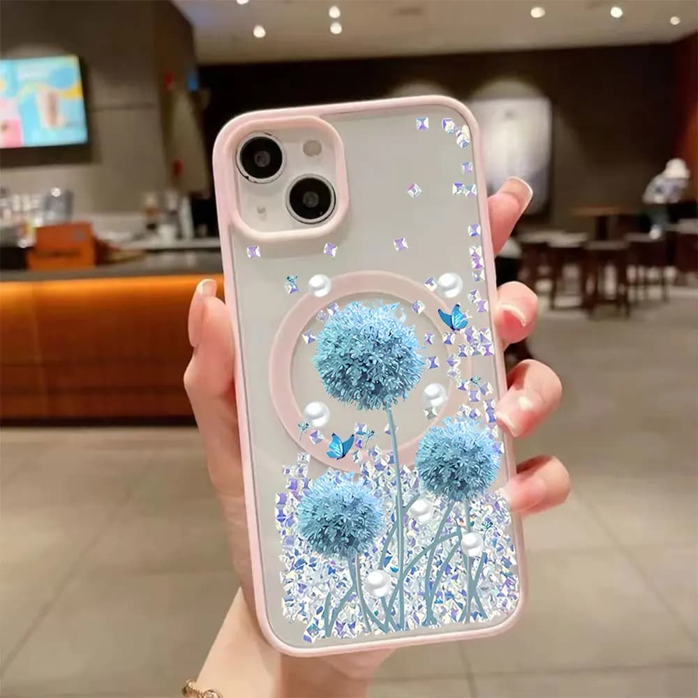 Colorful Dandelion Case For iPhone 17 16 15 14 13 12 11 Pro Xs Max Mini Plus Air 16e 17e X XR Clear Magnetic Shockproof Cover