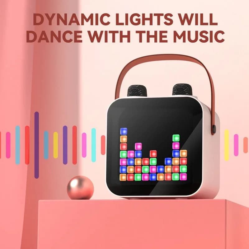 Altoparlante Bluetooth wireless SP100 Macchina per karaoke portatile da esterno con doppio microfono Display RGB Riproduzione scheda TF USB
