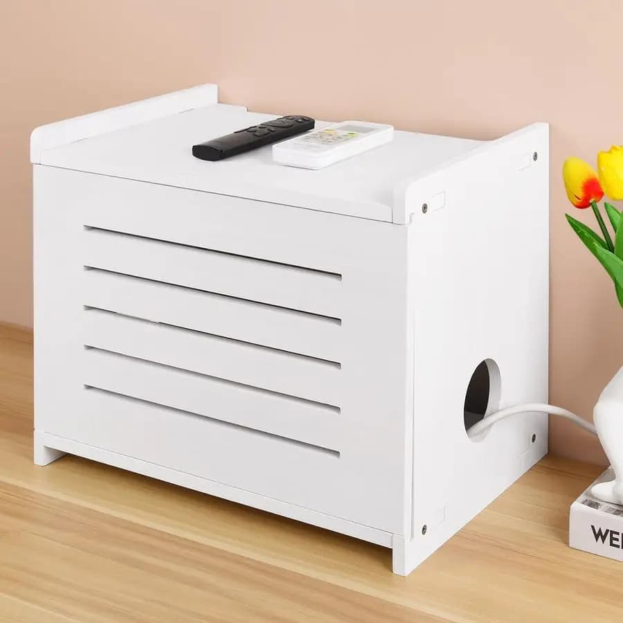 Router shelf, Projector support, Router box, Modem and Router cover, Organized cable and socket management