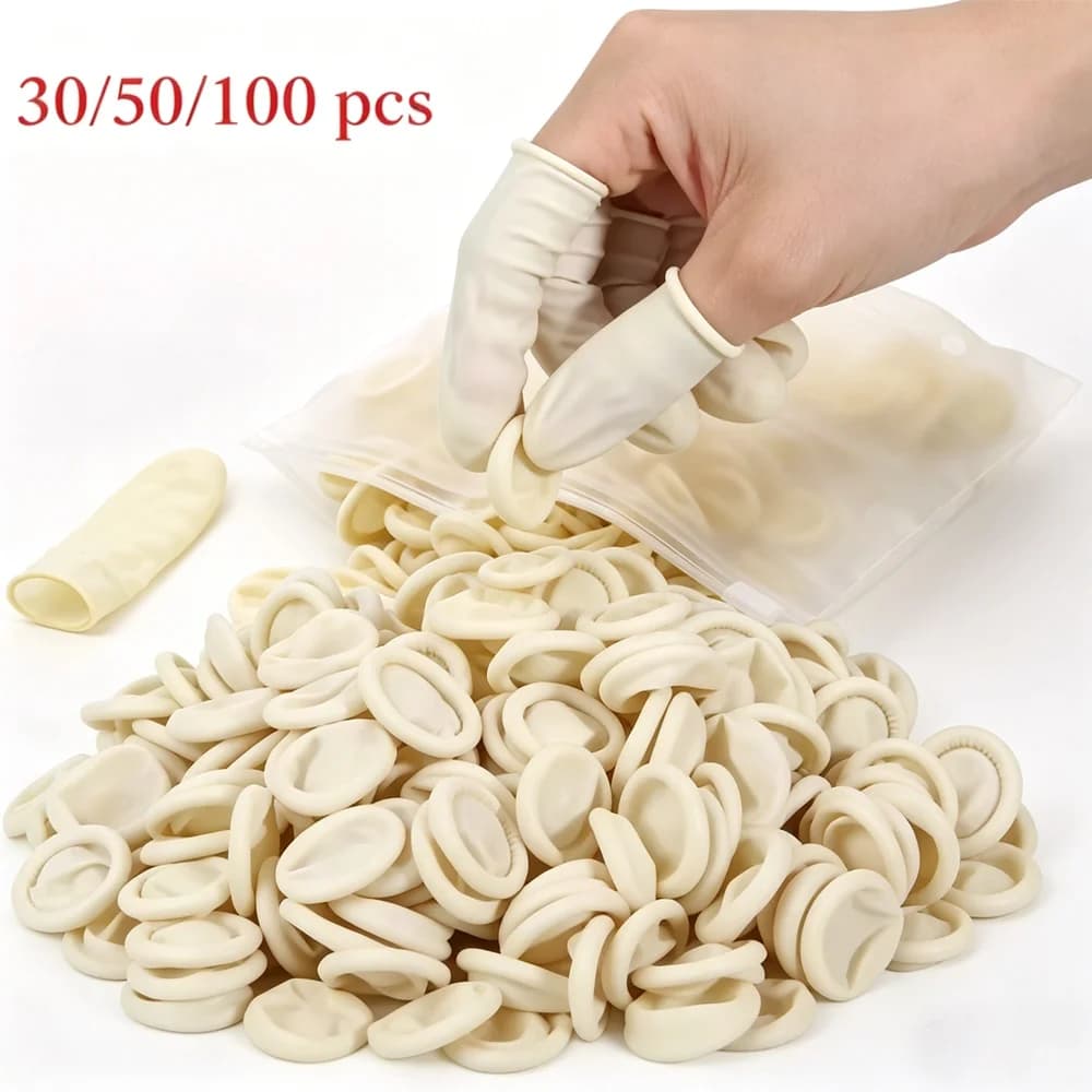 30/50/100 Pezzi Guanti Protettivi in Lattice per Dita, Strumento per Riparazione Orologi, Antiscivolo e Antistatico, Kit per Orologiai, Guanti in Gomma
