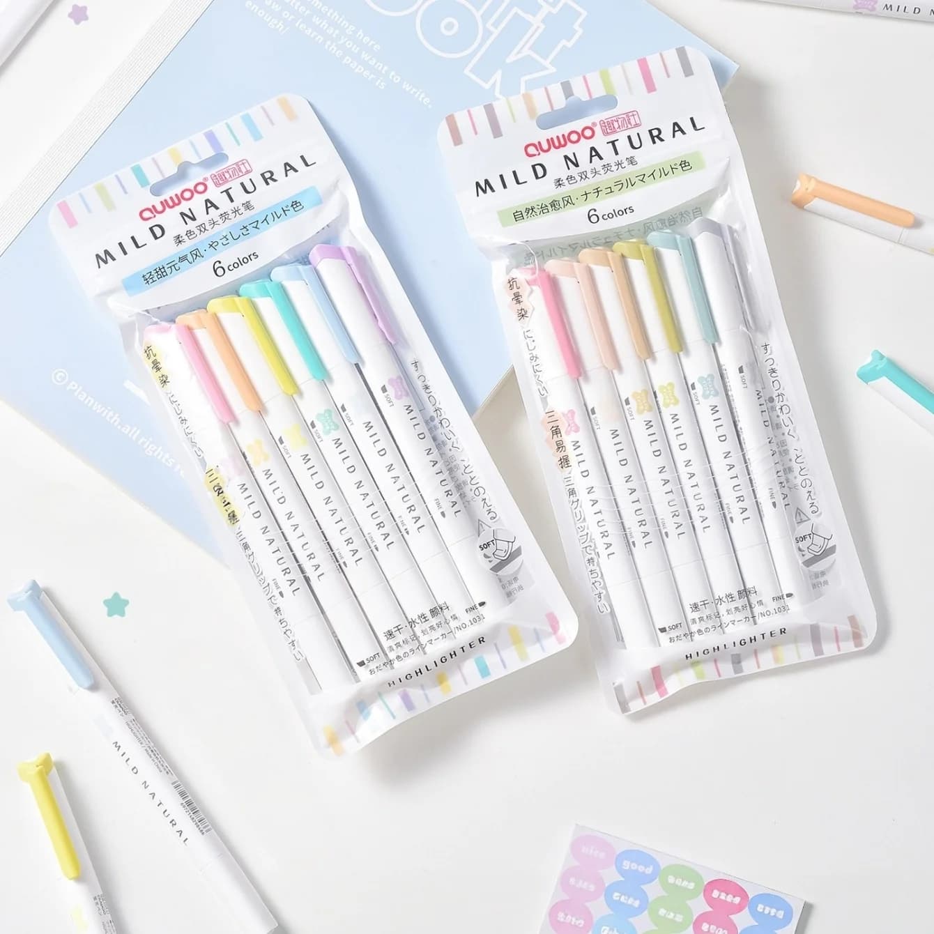 6/12pcs Dual-Tip Highlighters Soft Color Ergonomic Triangular Barrel Smooth Ink Flow for Textbook Highlighting Journaling A3458