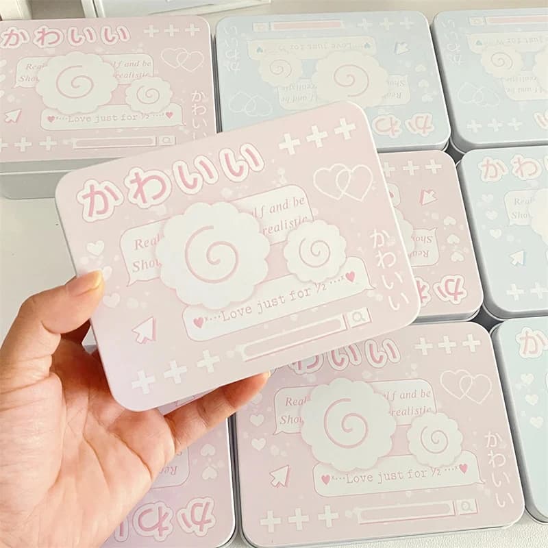 Scatola portaoggetti in latta a forma di pesce rosa, simpatica, per carte fotografiche, piccole carte, gioielli, adesivi decorativi