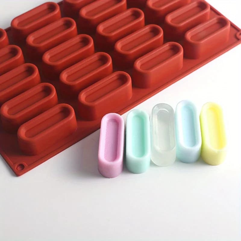 Stampo per torta mousse in silicone da 20 tazze Stampo per caramelle Dessert francese, pasticceria, stampo per gelato al cioccolato Forma concava 3D Eclair