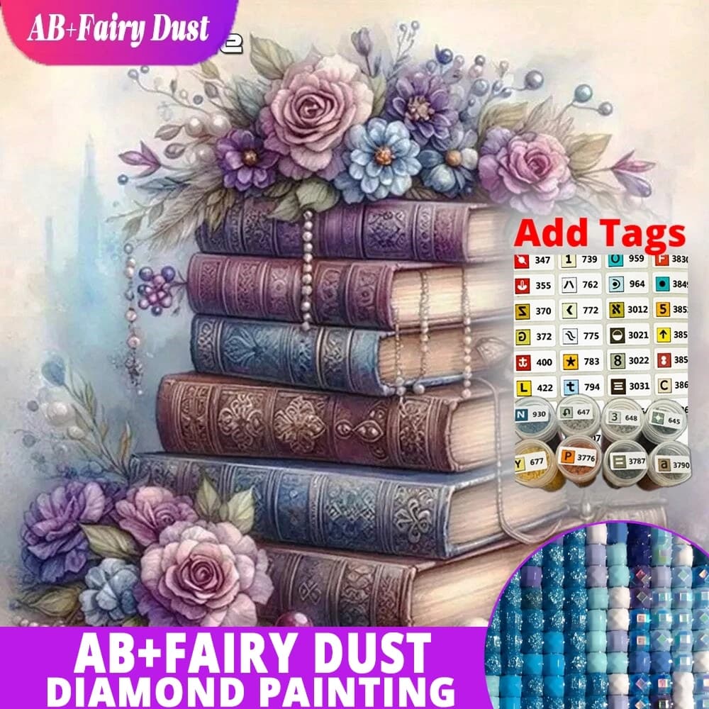 AB Fata Polvere Pittura Diamante 5D Libro Punto Croce Mosaico Rosa Strass Ricamo Fiore Nuovo Arrivo Decor Per La Casa