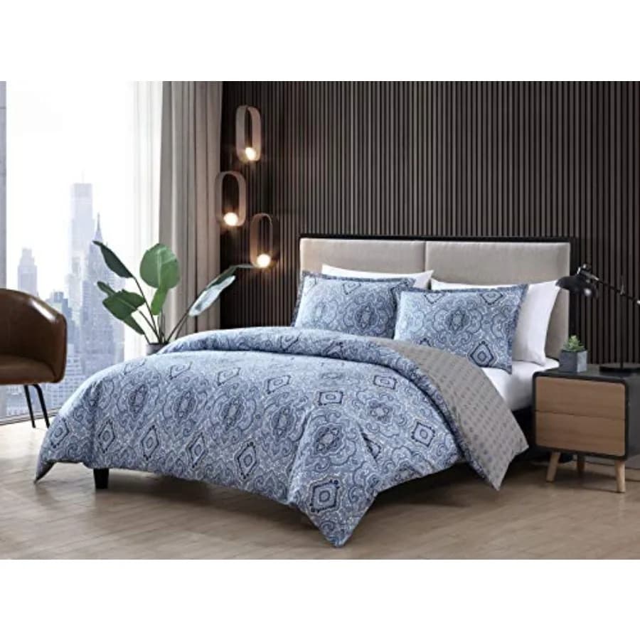 Set Copripiumino, Biancheria da Letto 100% Cotone Morbido per Comfort Tutto l'Anno, Set Letto 3 Pezzi con Federe Coordinate