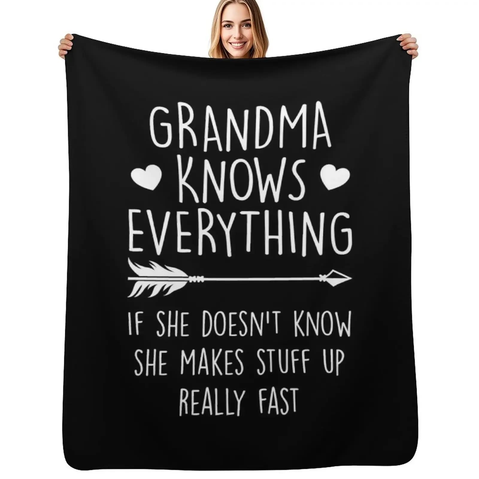 La nonna conosce tutto Divertente nonna Scherzo Orgoglioso Grammy Coperta da tiro Sacco a pelo Coperta pelosa sottile