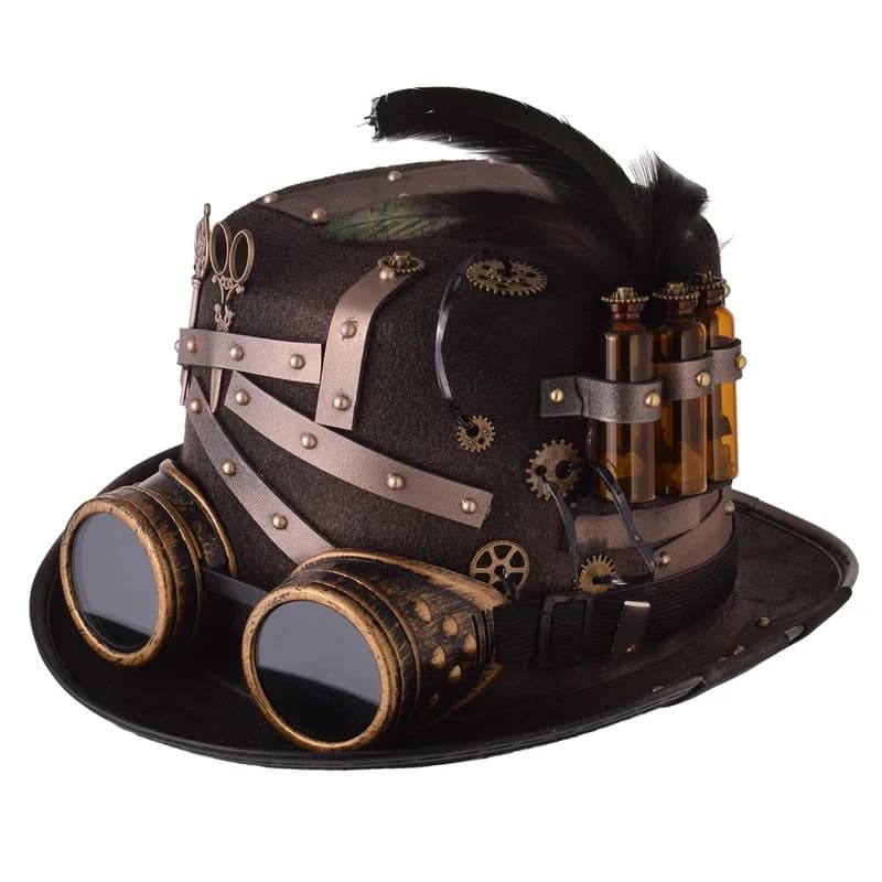 Goth Punk Hat uomo donna fatto a mano Halloween Party Carnival Magic Cosplay Fedora Bowler Hat Steampunk accessori
